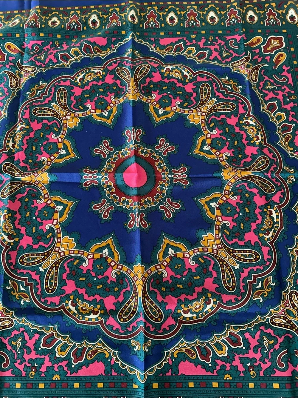 Blue Multicolor Paisley Silk 🧣 Scarf 30“ x 30“ made in Italy